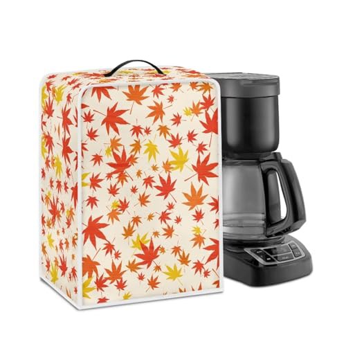 NETILGEN Coffee Maker Cover Fits for Most Standard Coffee Machines, Polyester Foldable Keep Coffee Machine Free From Dust Fingerprint Oil-Stain Dust Resistant Protector, Orange Maple Leaf