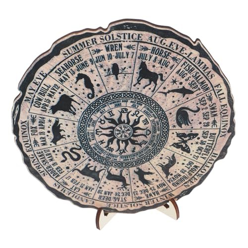 Operitacx Wooden Decorative Desk Calendar Desktop Calendar Home Decorations Wooden Round Calendar Tree Calendar Decoration Handmade Tree Calendar Decorative Wooden Calendar Wheel of The Year