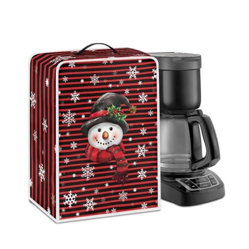 NETILGEN Kitchen Coffee Maker Dust Cover Stain Resistant Protector with Top Handle Design Heat-Resistant Dust Protection Anti-scratch for Juicer Cover Food Processor, Snowman Red Stripes
