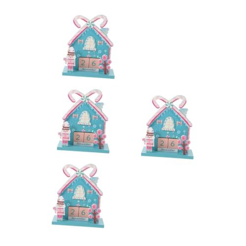 Garneck 4 Sets Wooden Calendar Desk Decorations Perpetual Calendar Advent Calendars Daily Desk Calendar Office Desk Calendar Wood Block Calendar for Desk Weekly Calendar Countdown Calendar