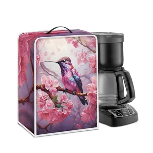NETILGEN Coffee Maker Dust Cover Coffee Machine Dustproof Covers Kitchen Appliances Protector Easy Clean Dustproof Fingerprint Protection Gift for Mom Wife Friends, Hummingbird Pink Flower