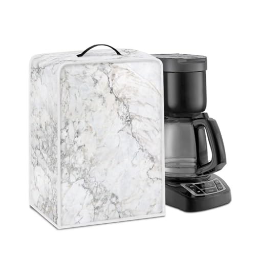 NETILGEN Coffee Maker Cover with Top Handle Design Polyester Kitchen Small Appliance Cover Dust Protection Stain Resistant Fingerprint Protection Universal Size, White Marble