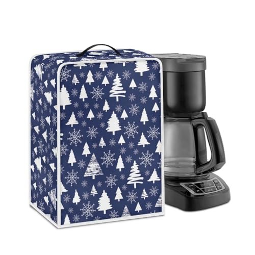 NETILGEN Coffee Maker Dustproof Cover Fingerprint Protection Heat-Resistant Lightweight Durable Coffee Machine Cover Universal Fits for Most Standard Coffee Makers, Christmas Tree Dark Blue