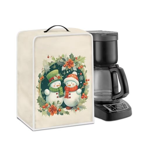 NETILGEN Coffee Maker Dust Cover Kitchen Countertop Appliances Cover Stain-Proof Dustproof Cover Universal Size for Home Indoor Office Kitchen Bar Cafe Decoration, Retro Snowman Beige