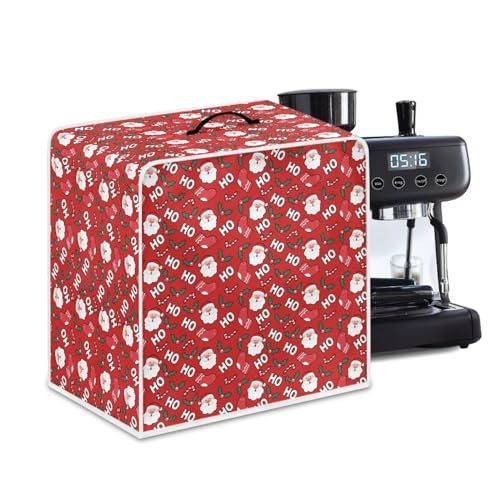 NETILGEN Kitchen Coffee Maker Dust Cover Protection Cover Top Handle Design Heat-Resistant Dust Protection Anti-scratch Coffee Machine Cover Kitchen Appliances Cover, Ho Ho Santa Claus Red