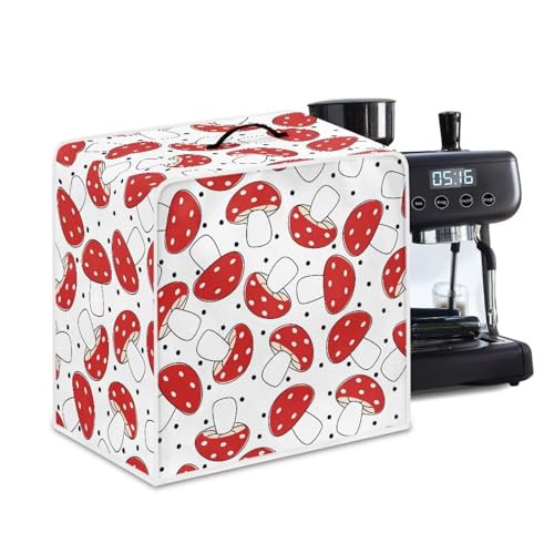 NETILGEN Kitchen Coffee Maker Dust Cover Dust Resistant Protector with Top Handle Design Heat-Resistant Dust Protection Anti-scratch for Juicer Cover Food Processor, Red Mushroom