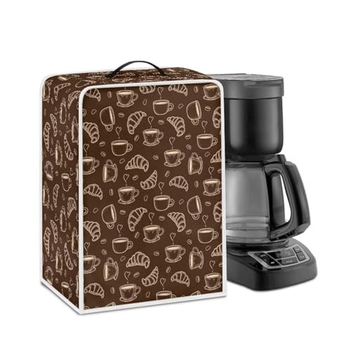 NETILGEN Coffee Maker Cover Fits for Most Standard Coffee Makers, Polyester Foldable Keep Coffee Machine Free From Dust Fingerprint Oil-Stain Dust Resistant Protector, Coffee Croissant Brown