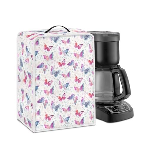 NETILGEN Coffee Maker Cover Home Kitchen Countertop Appliances Cover Fits for Most Standard Coffee Makers, Keep Coffee Maker Free from Stain And Fingerprint, Pink Butterfly