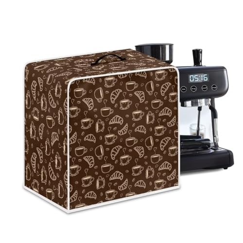 NETILGEN Coffee Maker Cover Fits for Most Standard Coffee Makers, Polyester Foldable Keep Coffee Machine Free From Dust Fingerprint Oil-Stain Dust Resistant Protector, Coffee Croissant Brown
