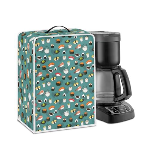 NETILGEN Kitchen Coffee Maker Dust Cover Protection Cover Top Handle Design Heat-Resistant Dust Protection Anti-scratch Coffee Machine Cover Countertop Appliances Cover, Sushi Heart Teal