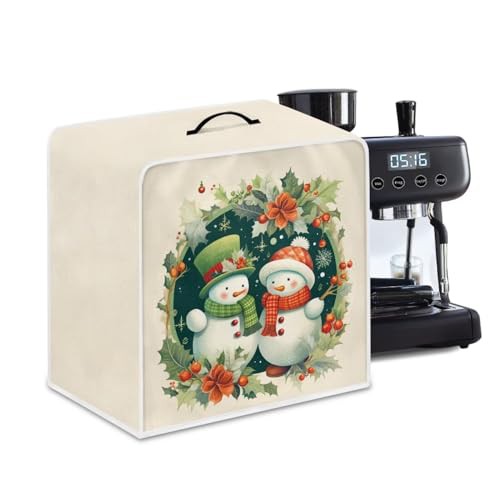 NETILGEN Coffee Maker Dust Cover Kitchen Countertop Appliances Cover Stain-Proof Dustproof Cover Universal Size for Home Indoor Office Kitchen Bar Cafe Decoration, Retro Snowman Beige