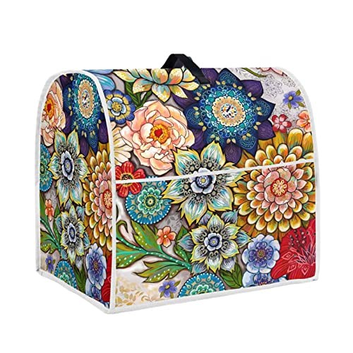 Hinthetall Boho Flower Stand Mixer Dust Cover With Pocket Soft Easy To Clean Blender Covers Stain Resistant Large Kitchen Appliance Covers Home Decoration Accessory-Large
