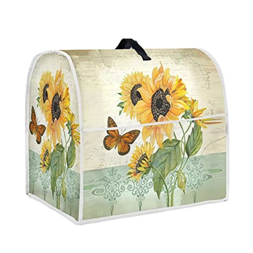 Hinthetall Sunflower Butterfly Kitchen Blender Cover Hummingbird Pattern Small Size Stand Mixer Cover with Pocket Machine Washable Kitchen Mixer Accessories for 4.5-5 Quart