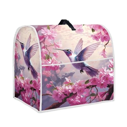 Hinthetall Pink Floral Hummingbird Stand Mixer Cover Compatible with Kitchen Aid Tilt Head 4.5-5 Quart,Dust Proof Appliance Cover with Pocket for Kitchen Aid Mixer Accessories