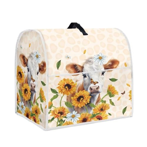 Hinthetall Sunflower Cow Stand Mixer Cover Patriotic Kitchen Aid Mixer Cover Compatible with 4.5-5Quarts Auto Mixer Cover for Kitchen Accessories