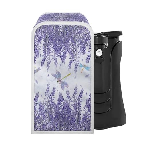 NETILGEN Kitchen Appliace Dust Cover for Can Opener Jar Opener Bottle Opener, Stain Resistant Oil-Proof Dust Protection Electric Appliance Cover Easy Cleaning, Dragonfly Lavender Purple