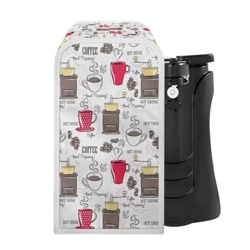 NETILGEN Can Opener Cover Kitchen Electric Can Opener Protector Polyester Cover Keep Kitchen Appliance Clean for Home Kitchen Desktop Decoration, Coffee Red White