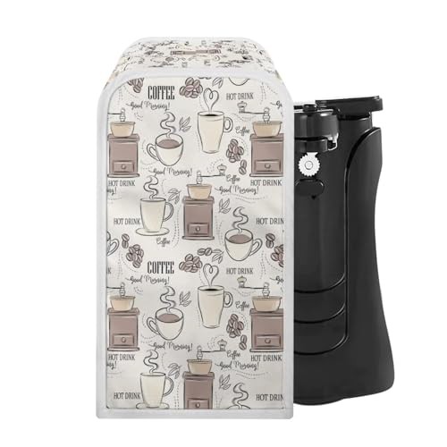 NETILGEN Can Opener Cover Kitchen Appliance Cover Can Opener Dust Protection Anti-Fingerprints Easy Cleaning Polyester Electric Appliance Dust Cover, Coffee Beige White