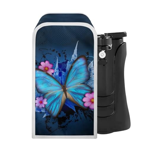 NETILGEN Can Opener Cover Square Protective Cover Oil-Proof Dust-Proof Bottle Opener Protective Covers Fits Most Electric Automatic Can Openers Home Decor, Blue Butterfly Flower