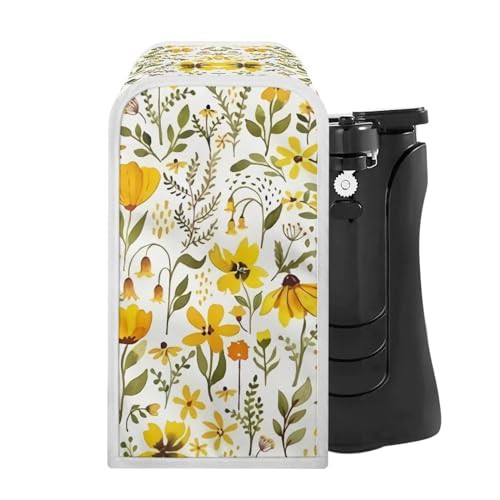 NETILGEN Dust Cover for Can Opener Bottle Opener and Other Kitchen Appliance, Fingerprint and Dust Protection Washable Fits Most Electric Can Openers, Yellow Flower