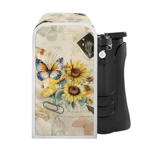 NETILGEN Can Opener Cover Bottle Opener Dust Cover Dust Protection Stain Resistant Kitchen Appliance Cover Washable Keep Your Kitchen Clean for Women Gift, Butterfly Sunflower Retro