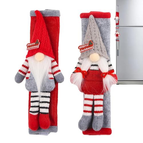 Christmas Cabinet Handles - Refrigerator Handle Covers | Non-Woven Fridge Door Handle Cover | Peppermint Cabinet Knobs | Cupboard Dresser Handles and Knobs for Christmas Home Decoration