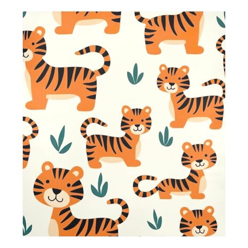 Playful Tigers Orange Dishwasher Magnetic Cover Refrigerator Door Cover Sheet Reusable Home Decorations Vinyl Sticker, 26" x 23"