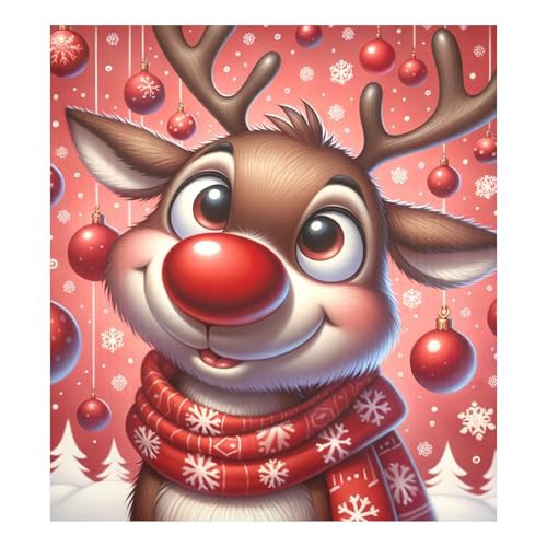 Festive Reindeer Red Dishwasher Magnetic Covers Refrigerator Panels Kitchen Cabinet Decor Cute Farmhouse Décor, 26" x 23"