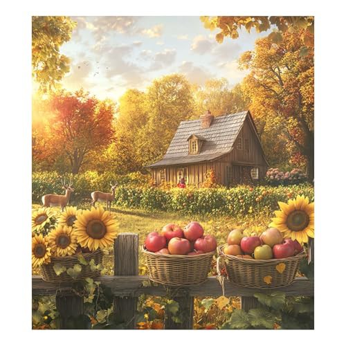 Sunflowers Autumn Landscape Dishwasher Magnetic Cover Refrigerator Home Cabinet Appliances Stickers Reusable Home Decorations Vinyl Sticker, 26H x 23W Inches