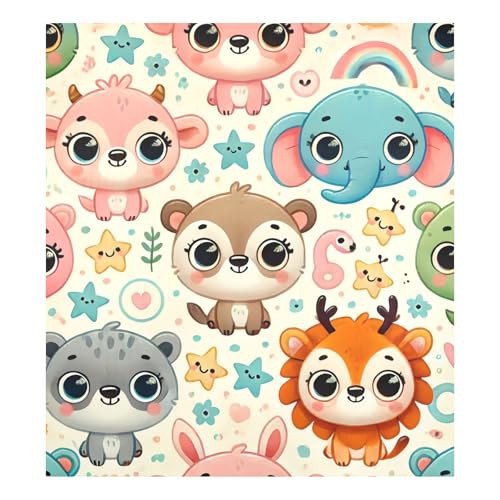 Cute Animals Stars and Hearts Dishwasher Magnetic Cover Decorative Refrigerator Covers Wash Machine Fridge Panel Decal for Kitchen Appliance, 26H x 23W Inches