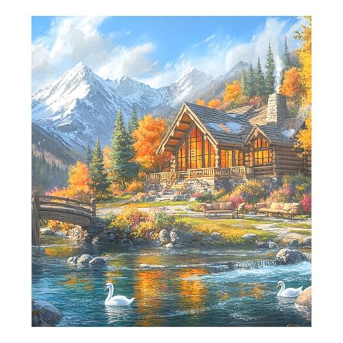 Fall Reflection Autumn Cabin Dishwasher Magnetic Cover Refrigerator Door Cover Sheet Cute Farmhouse Décor, 26" x 23"