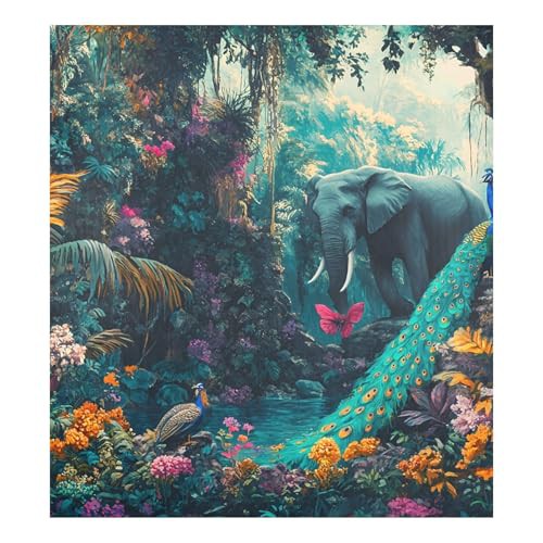 Peacock Waterfall Elephants Tropical Dishwasher Magnetic Covers Refrigerator Door Cover Sheet Home Kitchen Decoration, 26" x 23"