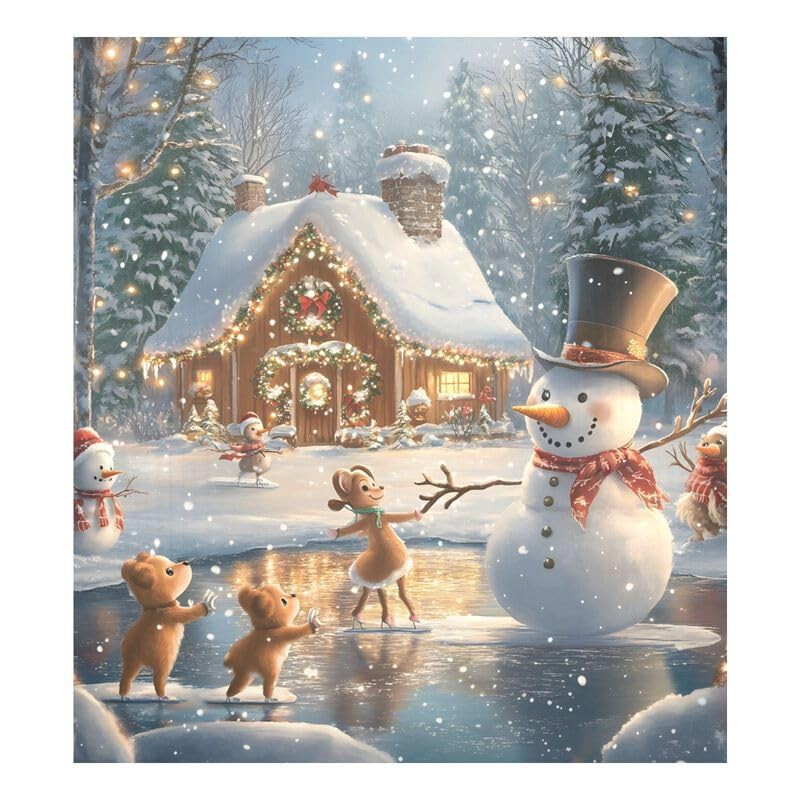 Charming Winter Snowmen Soft Blue Dishwasher Magnetic Covers Magnetic Sheet Sticker Reusable Home Decorations Vinyl Sticker, 26" x 23"