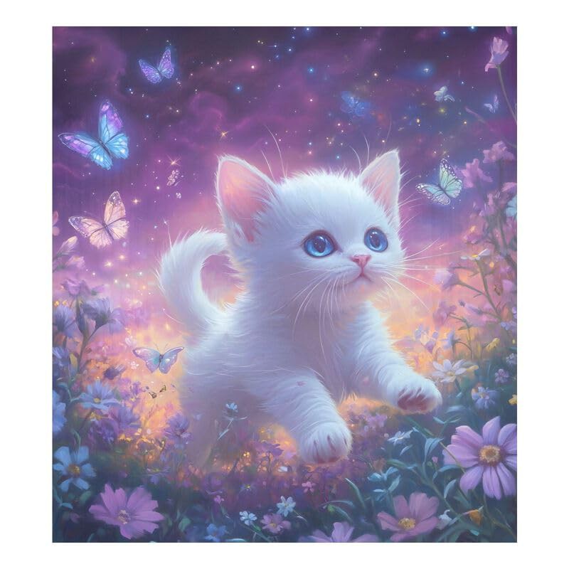 Cute Kitten Butterflies Dishwasher Magnetic Covers Refrigerator Door Cover Sheet Reusable Home Decorations Vinyl Sticker, 26" x 23"
