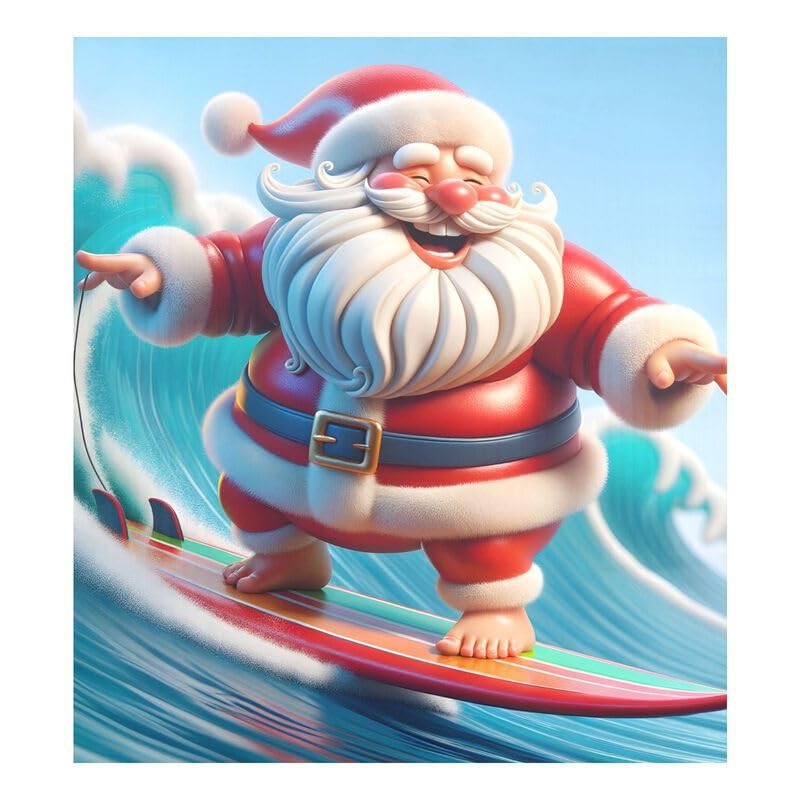 Jolly Surfing Santa Dishwasher Magnetic Covers Dishwasher Sticker Kitchen Cabinet Panels Home Kitchen Decoration, 26H x 23W Inches