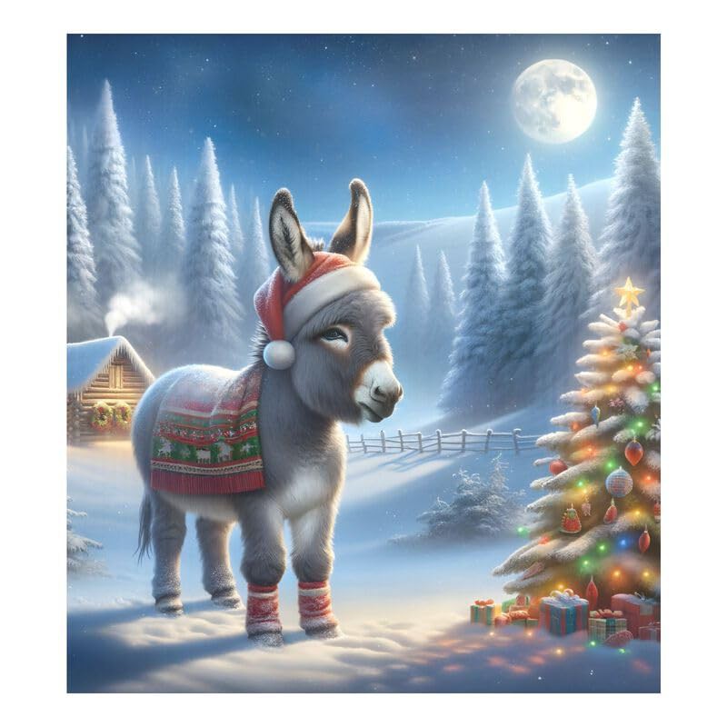 Christmas Donkey Winter Scene Dishwasher Magnetic Covers Refrigerator Panels Kitchen Cabinet Decor Home Kitchen Decoration, 26" x 23"