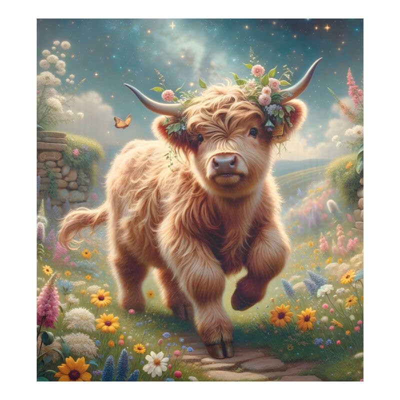 Cow Flower Garden Dishwasher Magnetic Covers Refrigerator Washing Machine Door Cover Wash Machine Fridge Panel Decal for Kitchen Appliance, 26H x 23W Inches