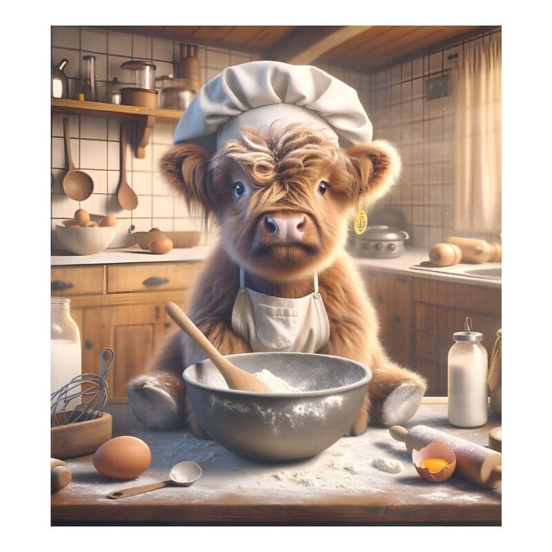 Cow Chef Kitchen Cooking Dishwasher Magnetic Covers Dishwasher Door Cover Sticker Reusable Home Decorations Vinyl Sticker, 26H x 23W Inches