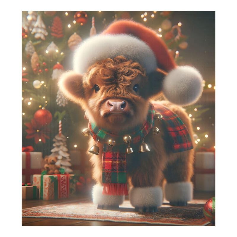 Adorable Cow Dressed Christmas Hat Dishwasher Magnetic Covers Dishwasher Sticker Kitchen Cabinet Panels Reusable Home Decorations Vinyl Sticker, 26H x 23W Inches